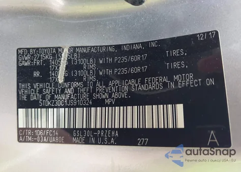 2018 Toyota Sienna Le 8 Passenger from USA, damaged, VIN 5TDKZ3DC1JS910324